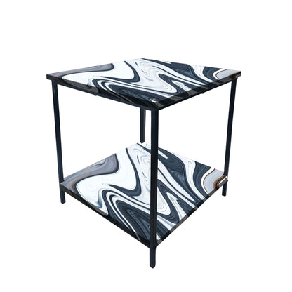 Bed Side Table Storage Rack for Bedroom Living Room - Designer Swirls Nutcase