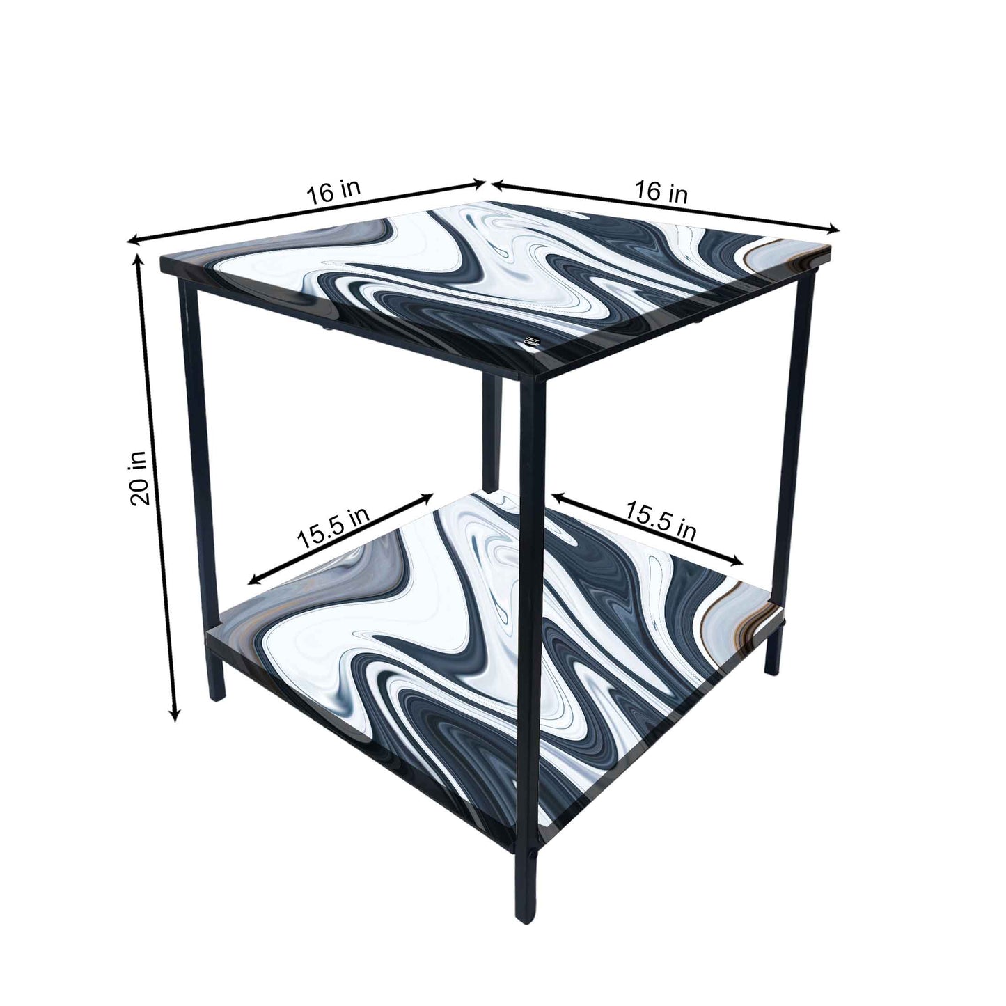 Bed Side Table Storage Rack for Bedroom Living Room - Designer Swirls Nutcase