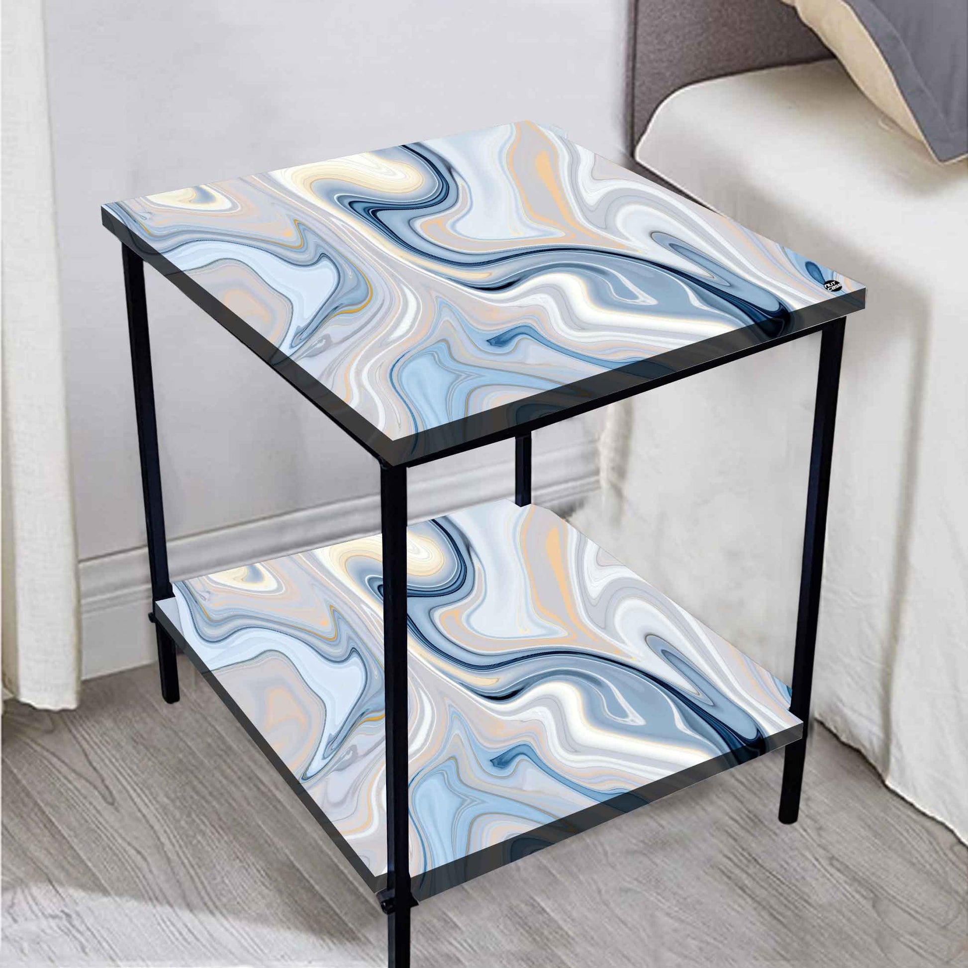 Designer Modern Bedside Table for Bedroom Living Room - Swirls Nutcase