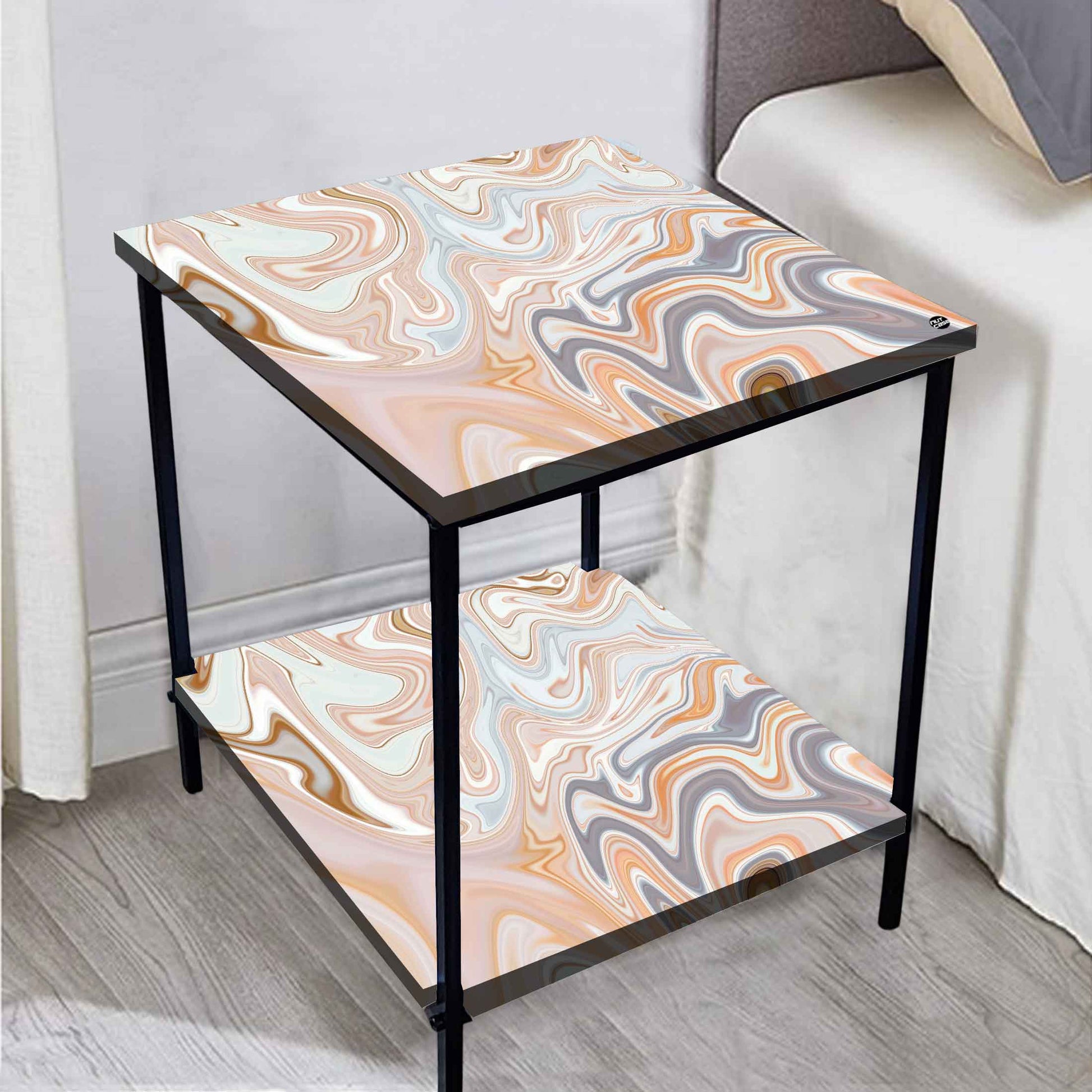 Designer Modern Bedside Table for Bedroom Living Room - Swirls Nutcase