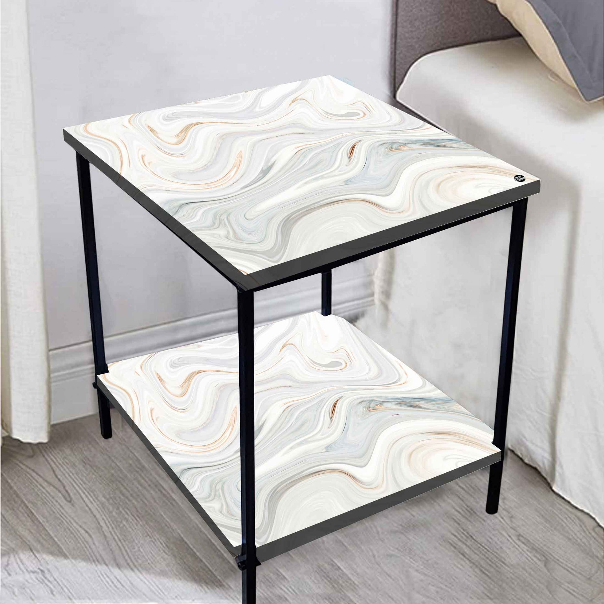 Designer Modern Bedside Table for Bedroom Living Room - Swirls Nutcase