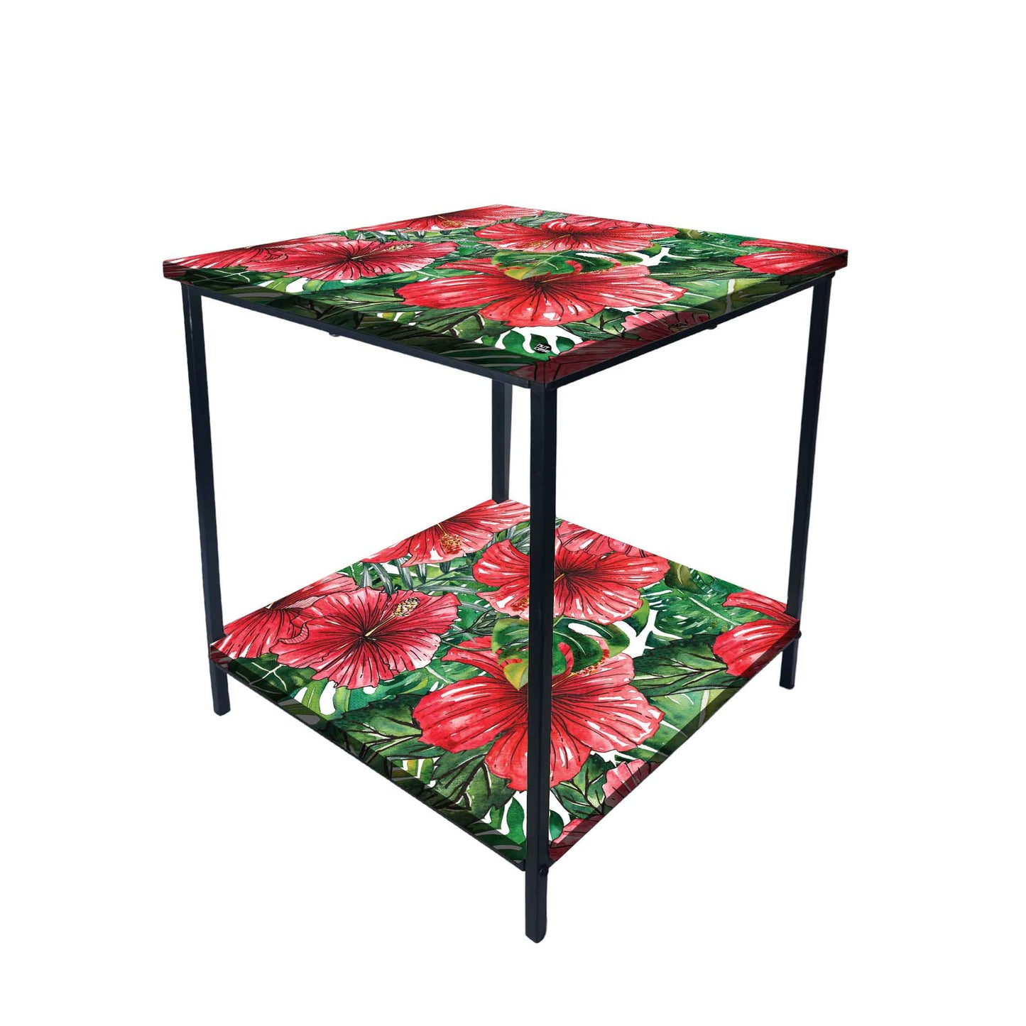 Metal Designer Side Table for Bedroom Living Room - Tropical Leaves Nutcase