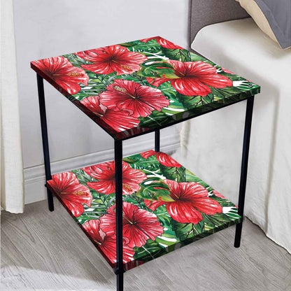 Metal Designer Side Table for Bedroom Living Room - Tropical Leaves Nutcase