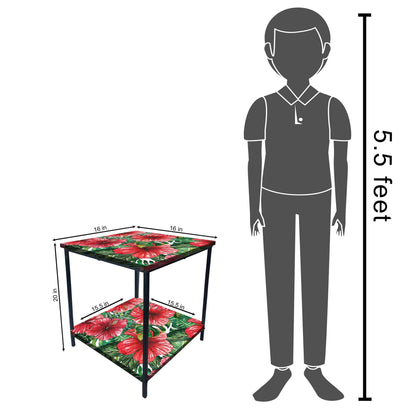 Metal Designer Side Table for Bedroom Living Room - Tropical Leaves Nutcase