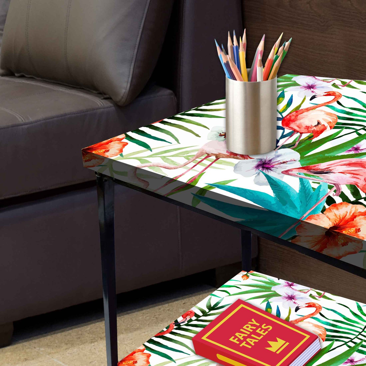 Small Bedside Table for Bedroom Living Room - Summer Tropical Design Nutcase