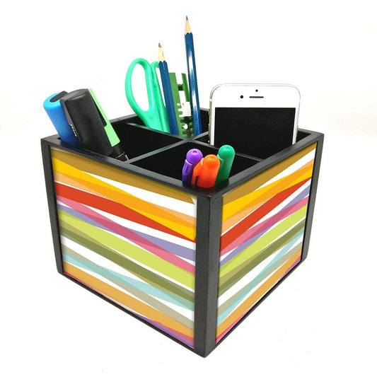 Desk Organizer For Stationery -  Colorful Strips Nutcase