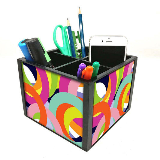 Desk Organizer For Stationery -  Colorful Rings Nutcase