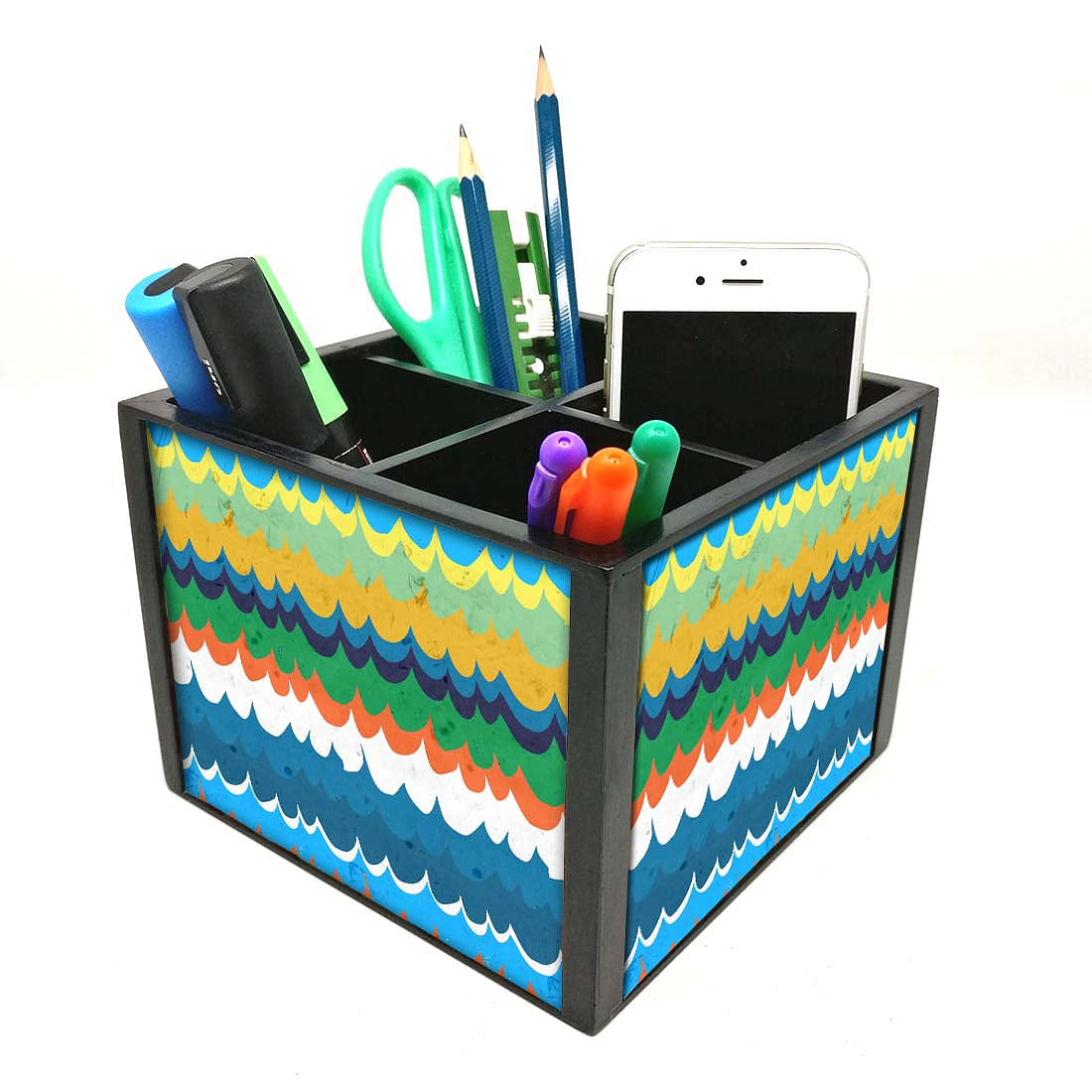 Desk Organizer For Stationery -  Colorful Waves Nutcase