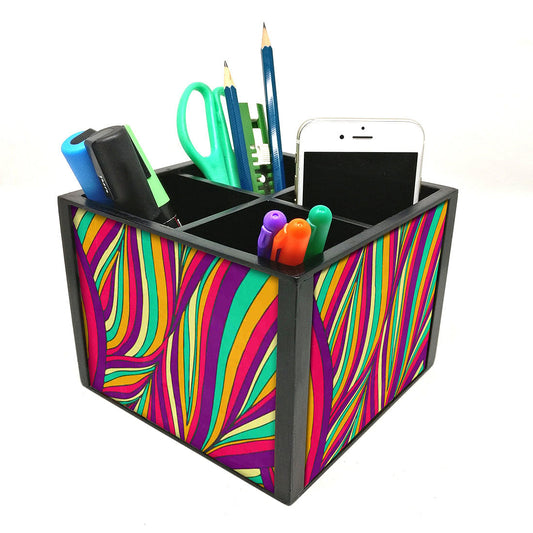Desk Organizer For Stationery -  Colored Waves Nutcase