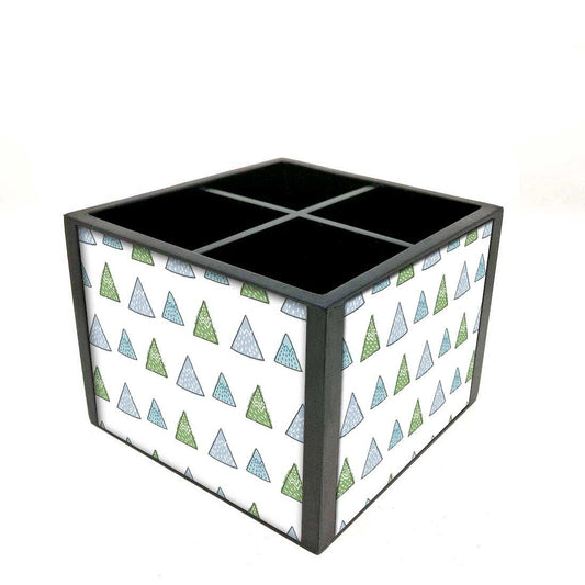 Desk Organizer For Stationery - Green Woods Triangles Nutcase