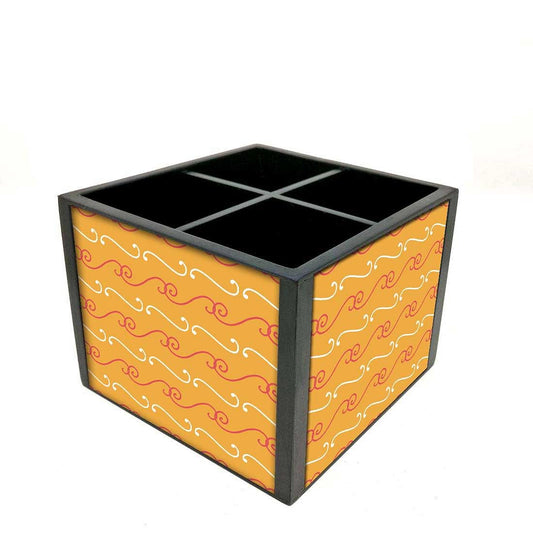 Desk Organizer For Stationery - Ethnic Pattern Orange Nutcase