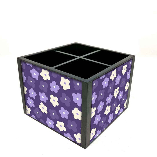 Desk Organizer For Stationery - Purple Flowers Nutcase