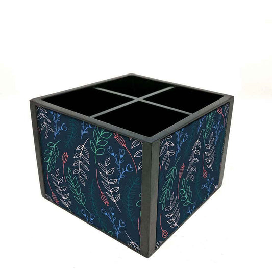 Desk Organizer For Stationery - Leaves And Branches - Blue Nutcase