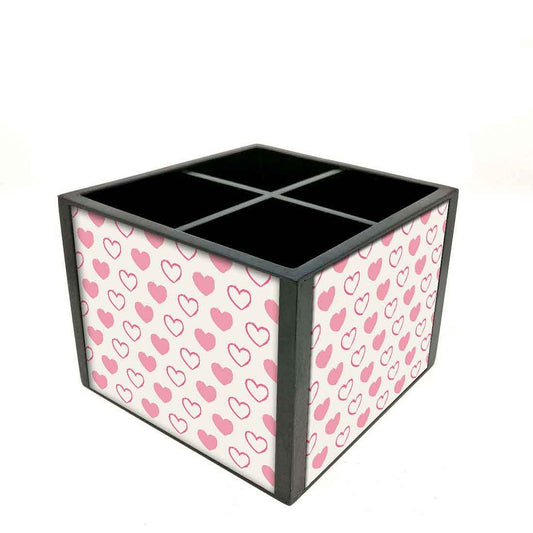 Desk Organizer For Stationery - Pink Valentine Hearts Nutcase