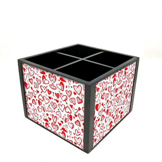 Desk Organizer For Stationery -  Red Hearts Nutcase