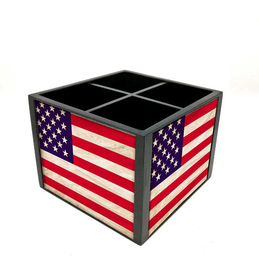 Desk Organizer For Stationery -  American Vintage Distressed Flag Nutcase