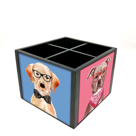 Desk Organizer For Stationery -  Hipster Dogs Nutcase