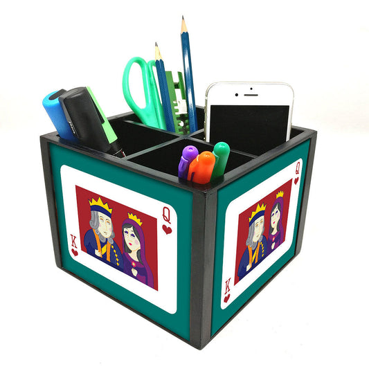 Desk Organizer For Stationery -  King Ang Queen Blue Nutcase