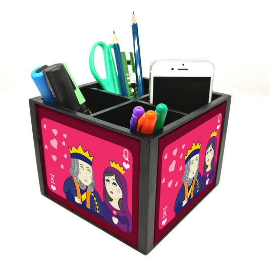 Desk Organizer For Stationery -  King Ang Queen Pink Nutcase