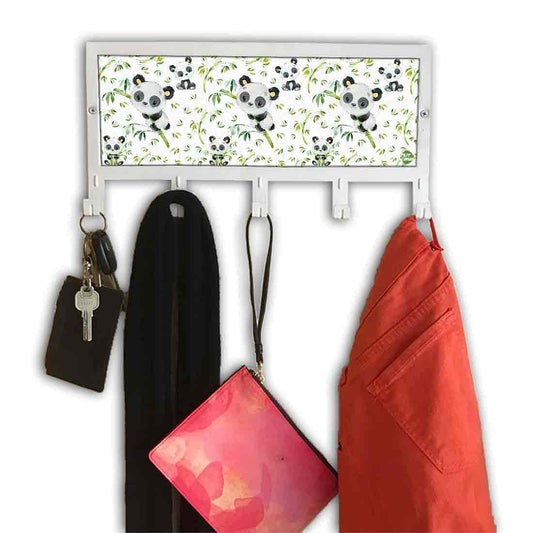 Nutcase Designer Cloth and Bath Robe Towel Hooks Door Wall Hanger Holder Rack for Hanging Clothes Bags - Cute Panda Nutcase