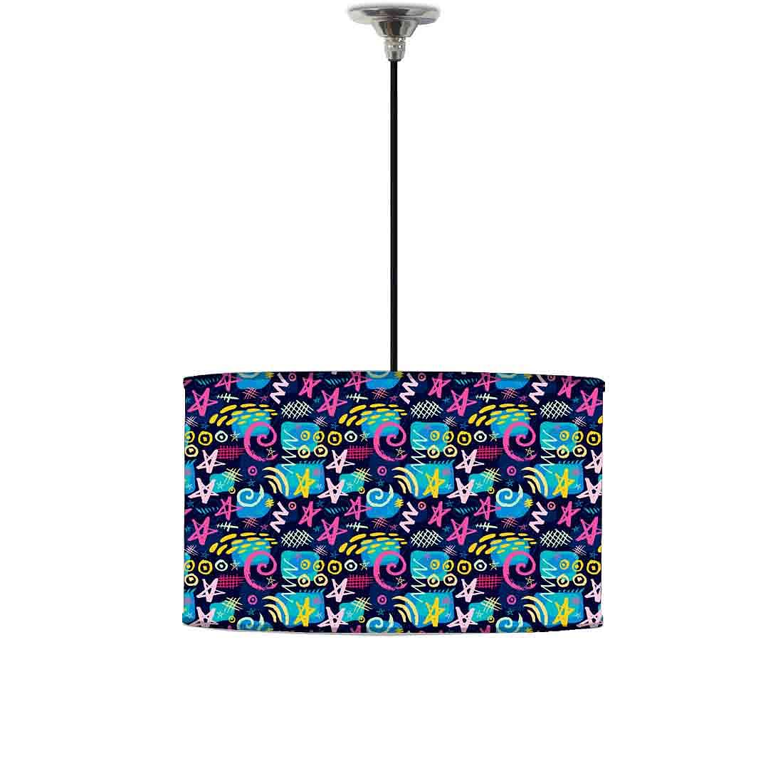 Ceiling Lamp Hanging Drum Lampshade - Multicolor Trendy Pattern Nutcase