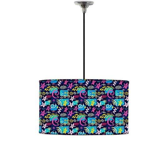 Ceiling Lamp Hanging Drum Lampshade - Multicolor Trendy Pattern Nutcase