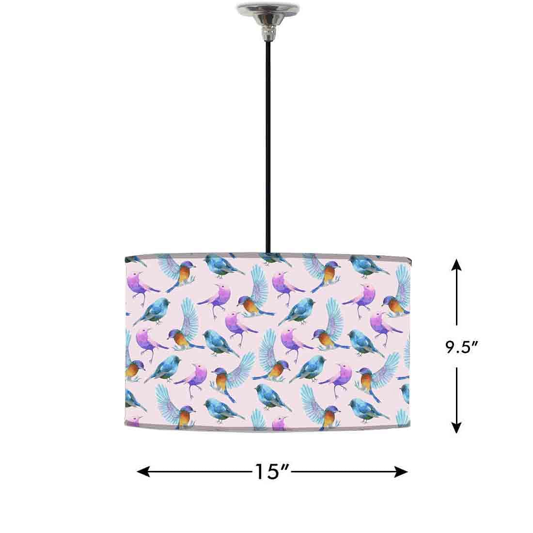 Ceiling Lamp Hanging Drum Lampshade - Watercolor Birds Nutcase
