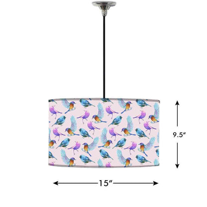 Ceiling Lamp Hanging Drum Lampshade - Watercolor Birds Nutcase