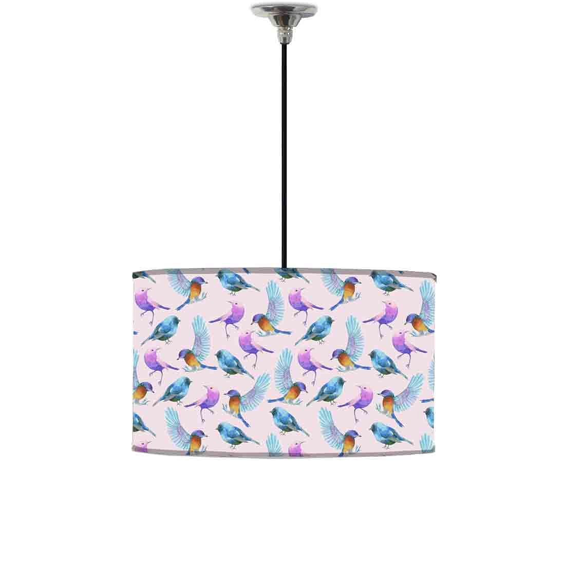 Ceiling Lamp Hanging Drum Lampshade - Watercolor Birds Nutcase
