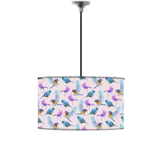 Ceiling Lamp Hanging Drum Lampshade - Watercolor Birds Nutcase