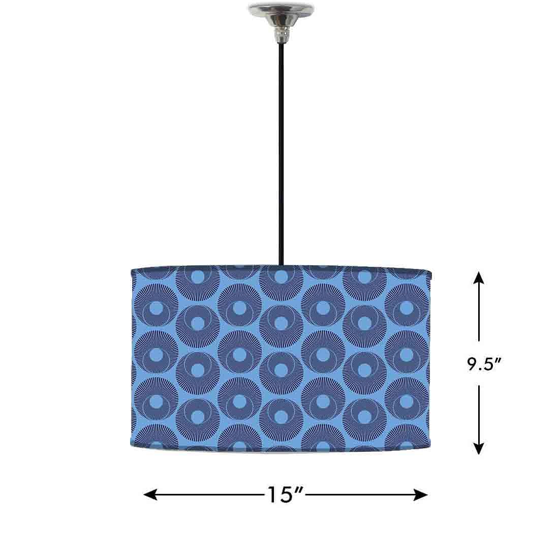 Ceiling Lamp Hanging Drum Lampshade - Blue Retro Pattern Nutcase