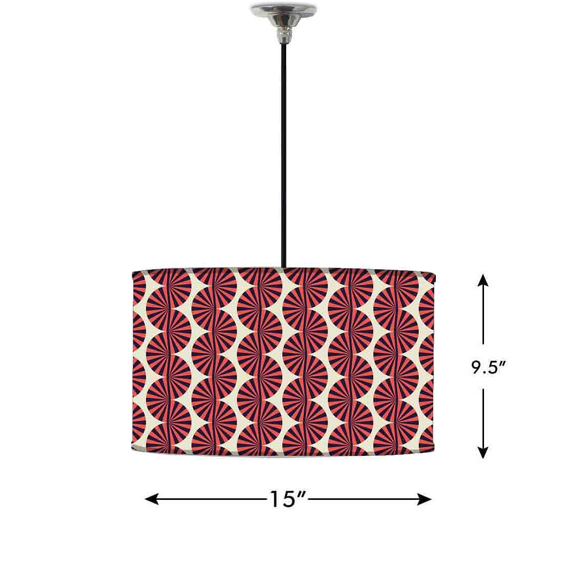 Ceiling Lamp Hanging Drum Lampshade - Brown Retro Pattern Nutcase