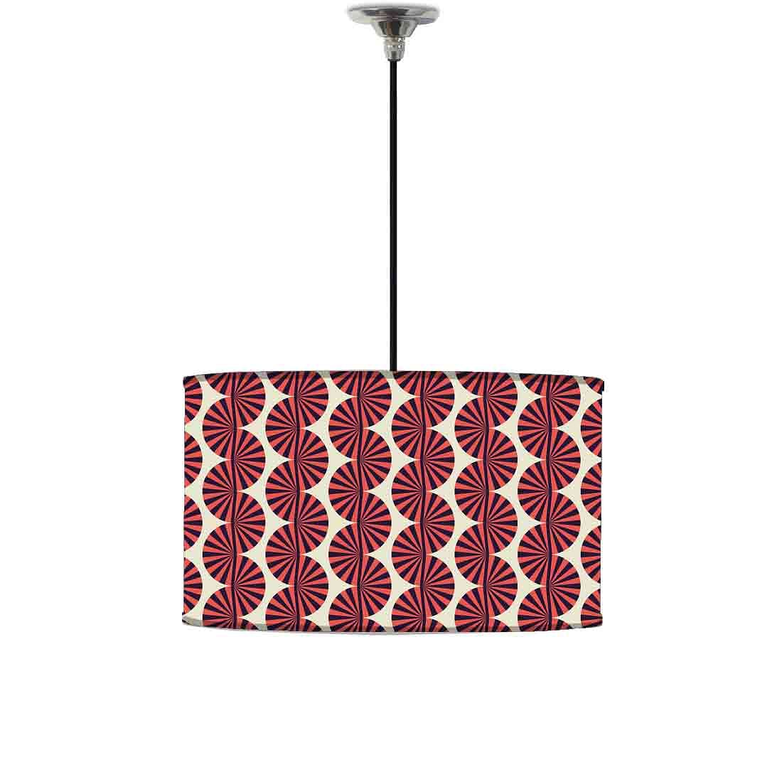 Ceiling Lamp Hanging Drum Lampshade - Brown Retro Pattern Nutcase