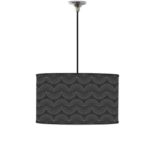 Ceiling Lamp Hanging Drum Lampshade - Black And White Retro Pattern Nutcase