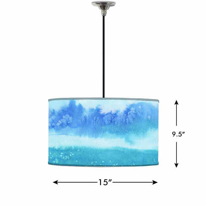 Ceiling Lamp Hanging Drum Lampshade - Arctic Space Sky Blue Watercolor Nutcase
