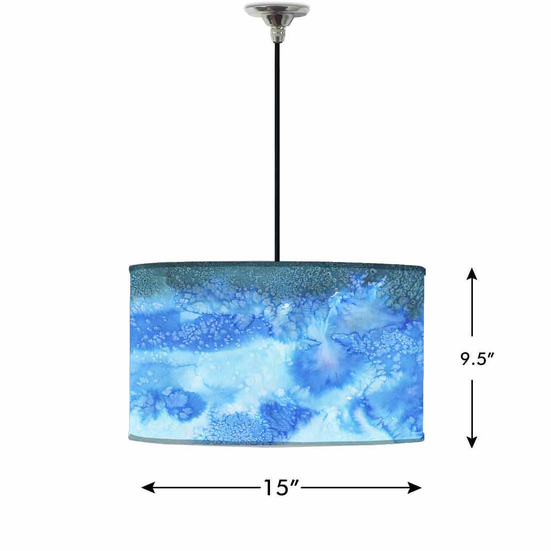 Ceiling Lamp Hanging Drum Lampshade - Arctic Space Blue Shades Watercolor Nutcase