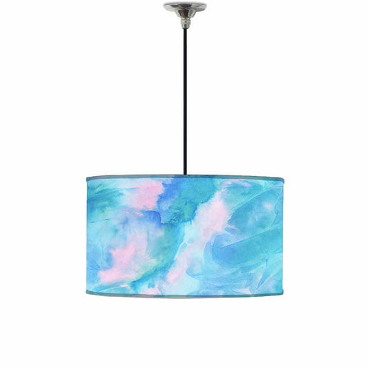 Ceiling Lamp Hanging Drum Lampshade - Arctic Space Sky Blue Green Watercolor Nutcase