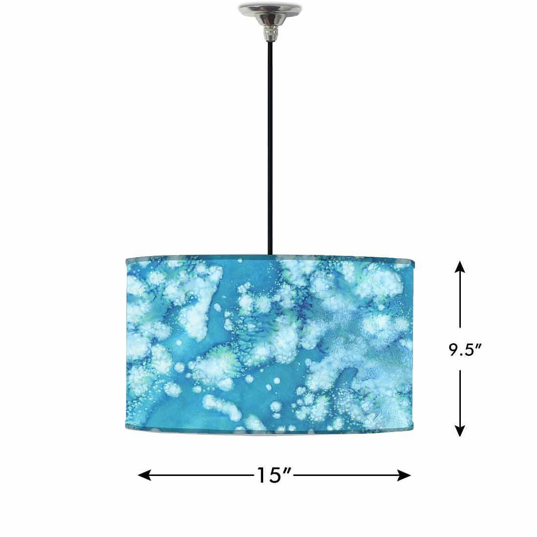 Ceiling Lamp Hanging Drum Lampshade - Arctic Space Light Blue Watercolor Nutcase