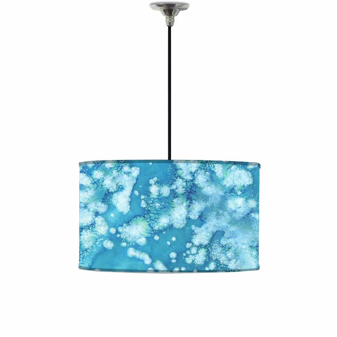 Ceiling Lamp Hanging Drum Lampshade - Arctic Space Light Blue Watercolor Nutcase