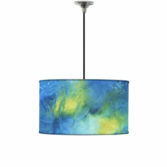 Ceiling Lamp Hanging Drum Lampshade - Arctic Space Dark Blue Green Watercolor Nutcase