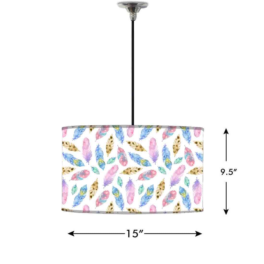 Ceiling Lamp Hanging Drum Lampshade - Colorful Feathers Nutcase
