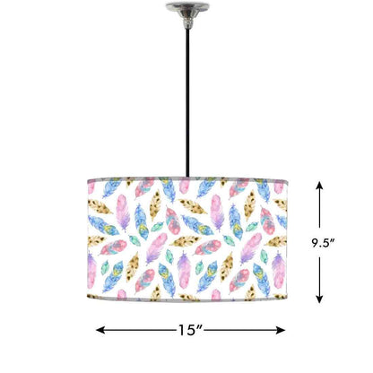 Ceiling Lamp Hanging Drum Lampshade - Colorful Feathers Nutcase