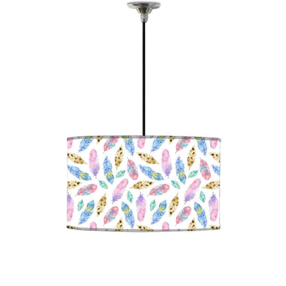 Ceiling Lamp Hanging Drum Lampshade - Colorful Feathers Nutcase