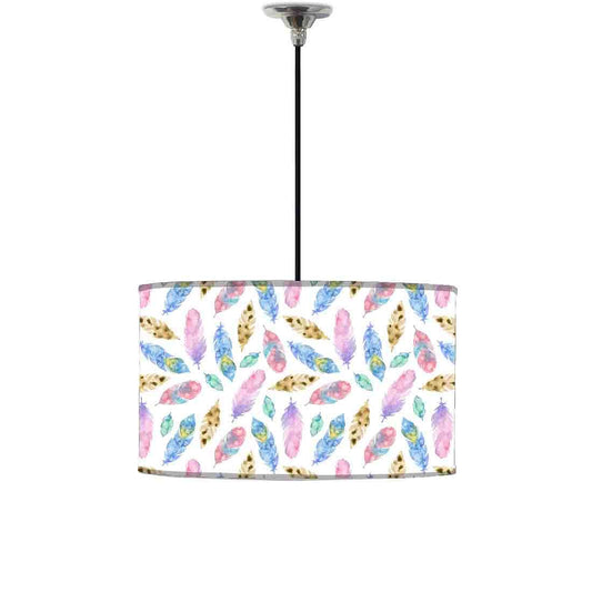 Ceiling Lamp Hanging Drum Lampshade - Colorful Feathers Nutcase
