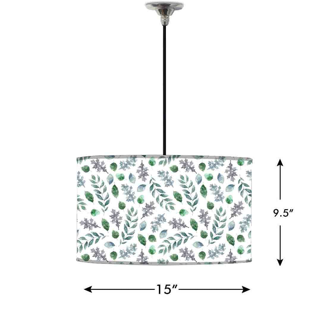 Ceiling Lamp Hanging Drum Lampshade - Green Leaf Nutcase