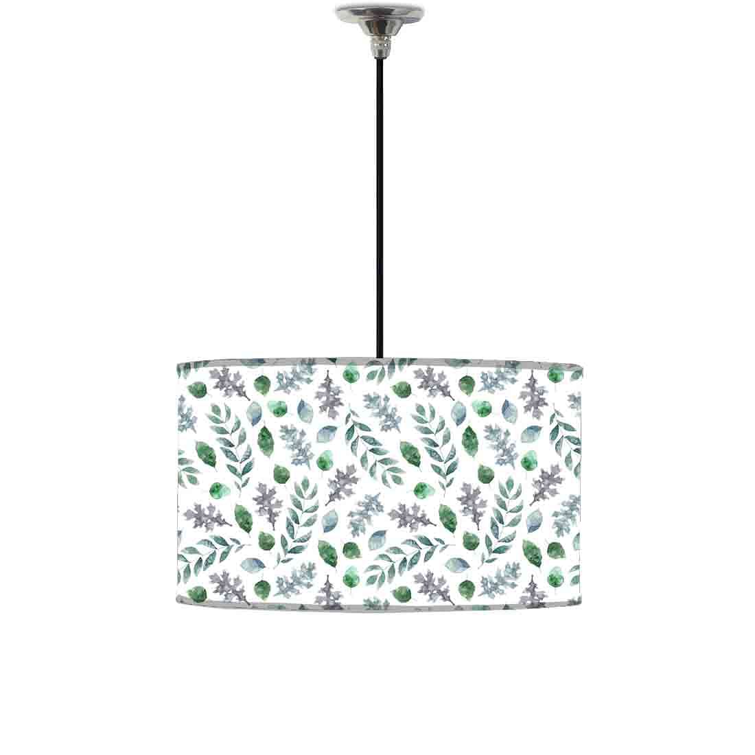Ceiling Lamp Hanging Drum Lampshade - Green Leaf Nutcase