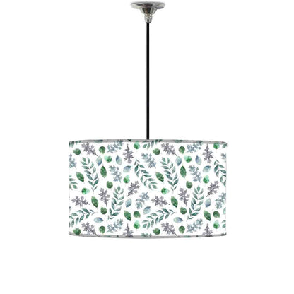 Ceiling Lamp Hanging Drum Lampshade - Green Leaf Nutcase