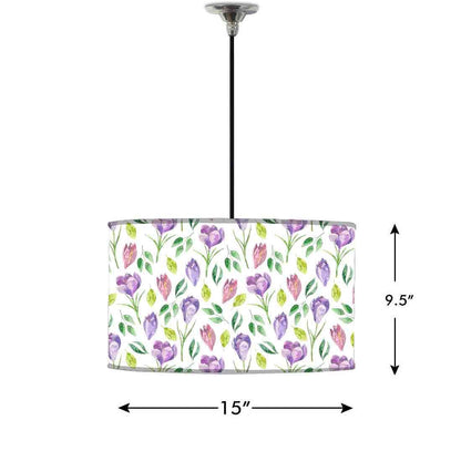 Ceiling Lamp Hanging Drum Lampshade - Purple Flower Nutcase