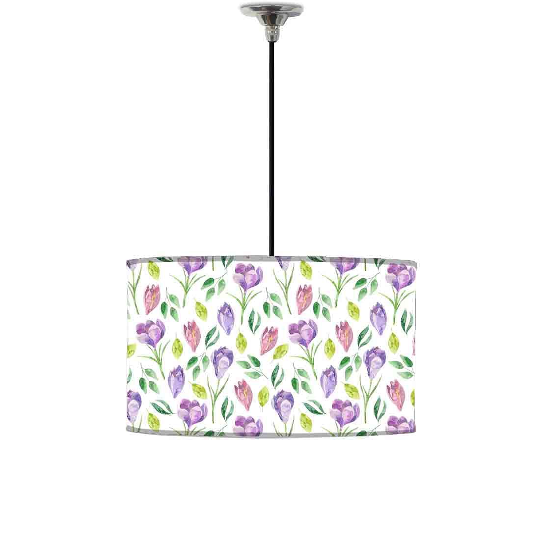 Ceiling Lamp Hanging Drum Lampshade - Purple Flower Nutcase