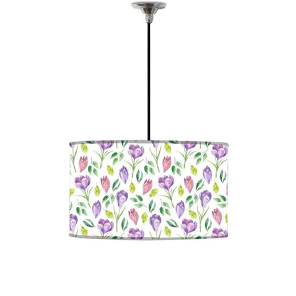 Ceiling Lamp Hanging Drum Lampshade - Purple Flower Nutcase